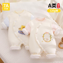 花环小兔婴儿连体衣a类纯棉120g夹棉秋冬季保暖爬爬服安阳婴童装