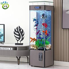 ネット赤縦型水槽客間水槽床置き式家庭用正方形全自動軽豪華立方体は水交換しない