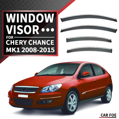 Applicable to Chery Chery Chance Niche Window visor rain shield rain shade [overseas] (Rain shield) - standard-packaging-without-logo-chery-chery-chance-hatchback-mk1-2008-2015-pc-silver-bright-window-rain-shield