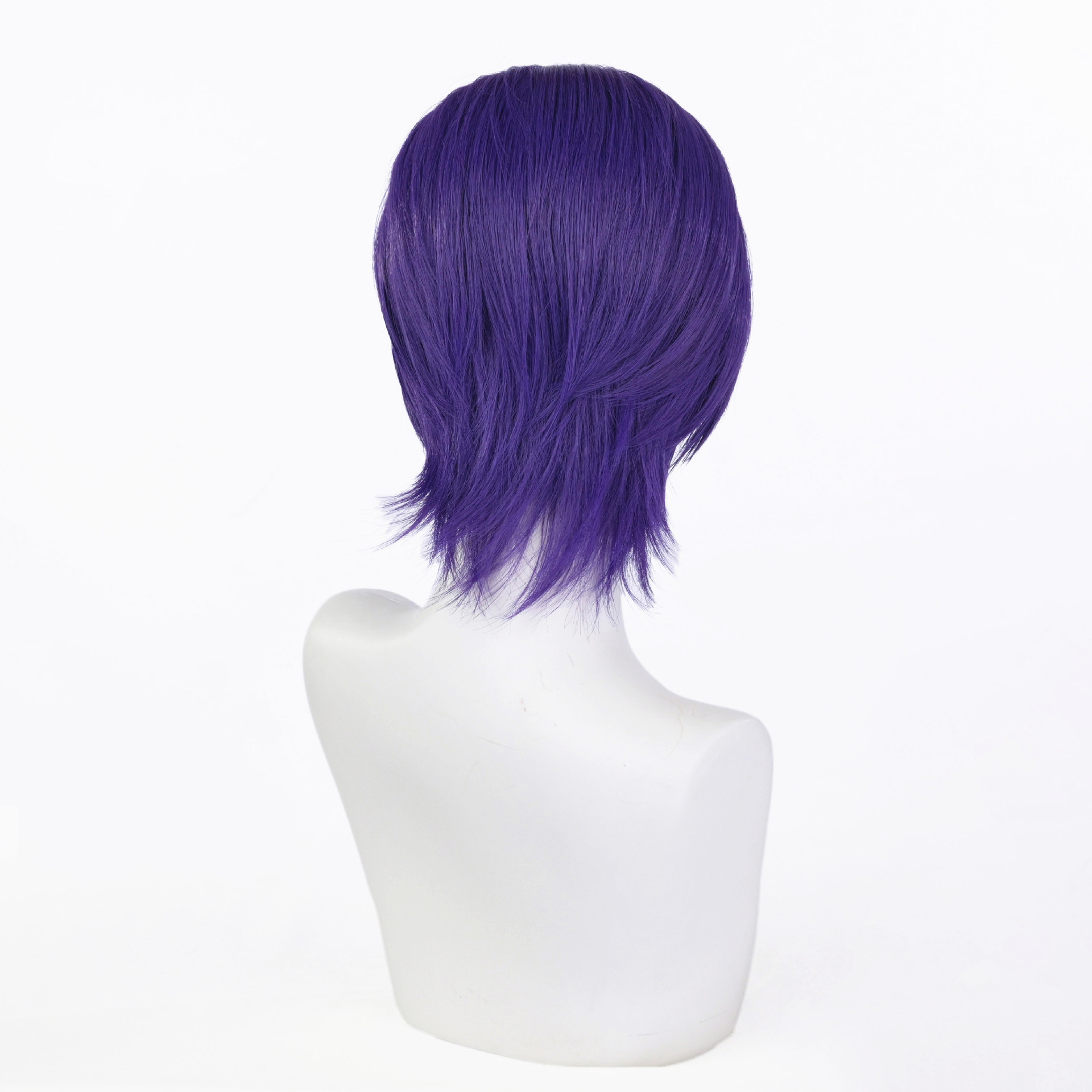 Anime peluca Cosplay prisión azul sombra real Ling rey peluca cubierta de la cabeza púrpura medio-longitud Pelo Corto capa