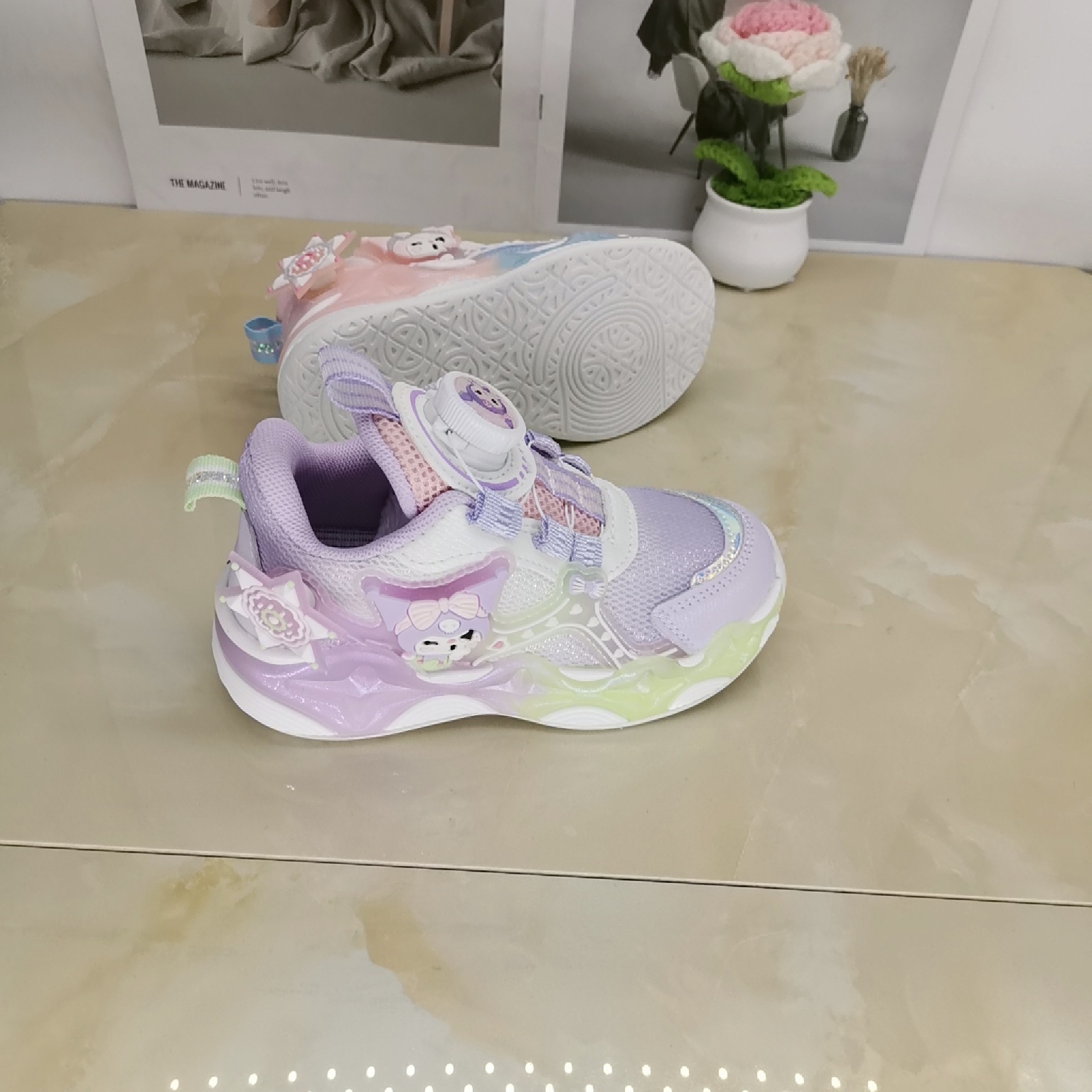 2025 principios de otoño nuevos zapatos de niñas de doble red para niños de 3 - 6 años de edad Kulomi con lámparas zapatillas deportivas para niños