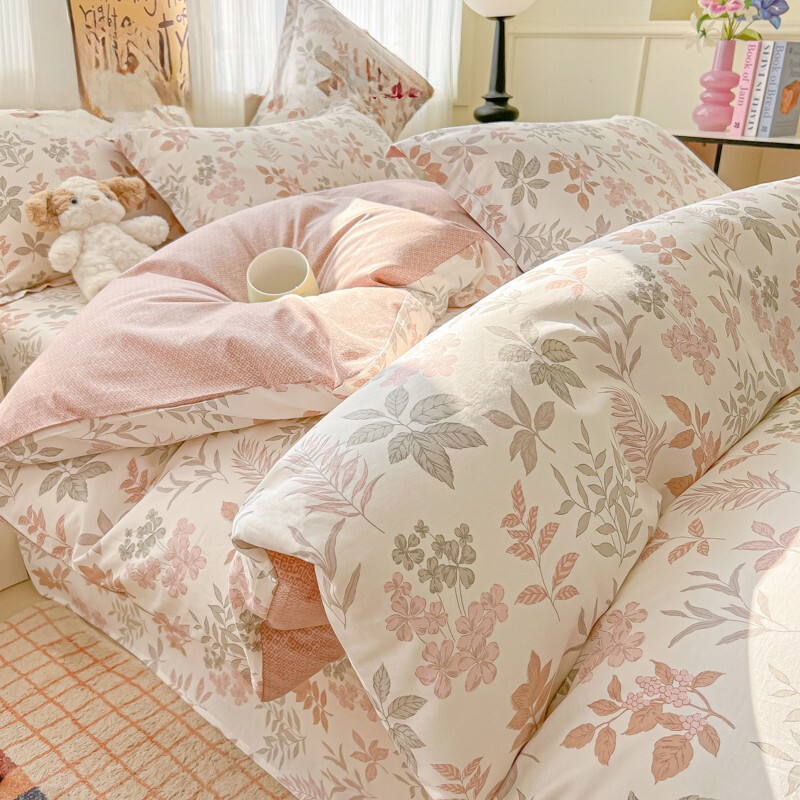 Pure Cotton Four-Piece Bedding Set, Pure Cotton 2025 New Model, Household Bed Sheet, Duvet Cover, Fitted Sheet, Four-Season Dormitory Bedding Three-Piece Set