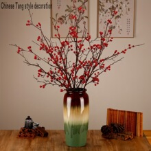 仿真红果枝发财果冬青果稻香红果吉祥果假花客厅酒店装饰用红果