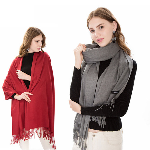 Winter new European and American men's and women's single color scarves and shawls. Factory wholesale imitation solid color cashmere brushed scarves and shawls.
