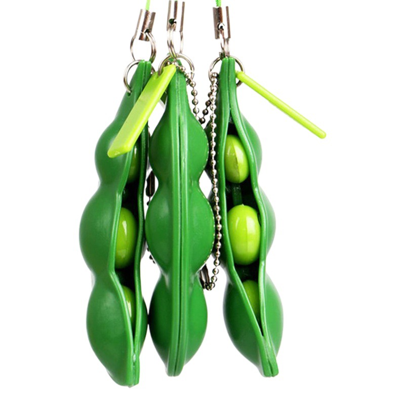 Squeeze transfronterizo ventilación de descompresión de soja apretón de soja descompresión creativa alivio congestionado vaina de guisante llavero juguete