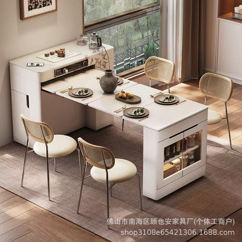 Gya Small Apartment Multifunctional Sideboard Island Dining Table Integrated Home Retractable Folding Mobile Bar Dining Table