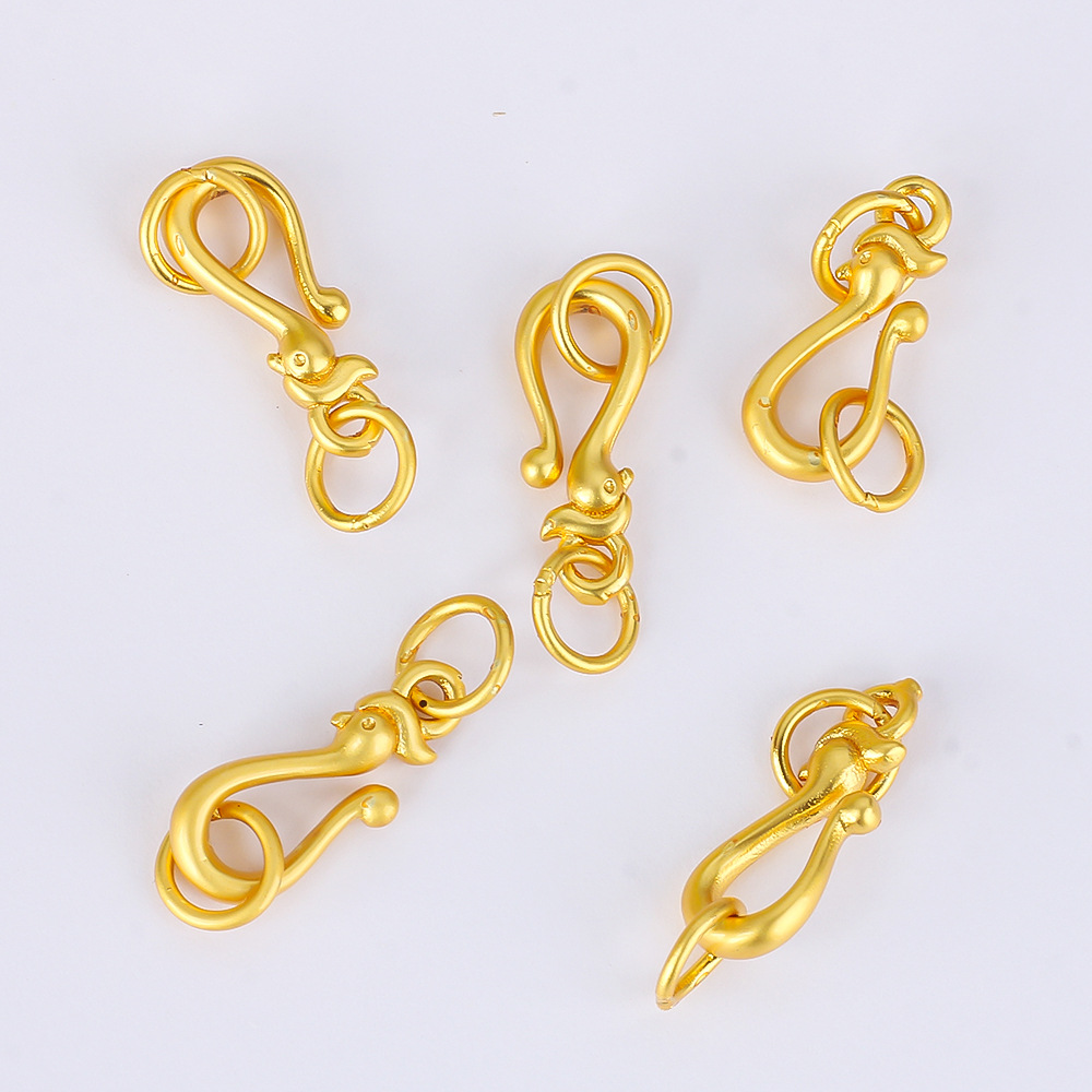 18k金色保色鱼尾扣头diy配饰手链项链收尾连接扣s扣饰品配件批发