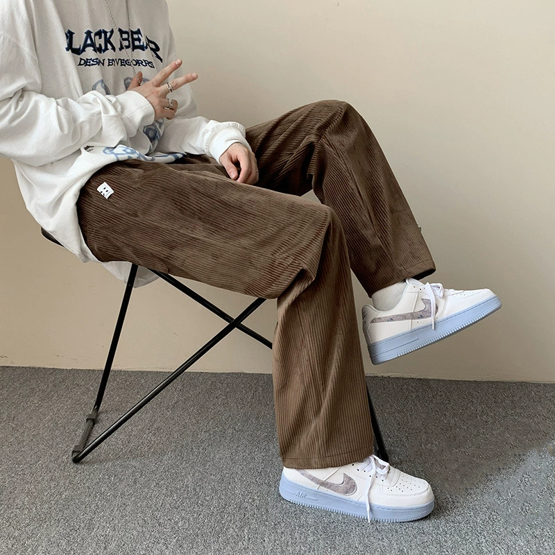 Американские повседневные брюки в стиле ретро, модные брендовые универсальные свободные вельветовые брюки, весенние и осенние повседневные брюки, мужские брюки