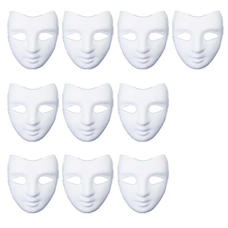 Amazon venta caliente máscara en blanco pulpa blanca props de jardín de infantes dibujado a mano carnaval máscara de graffiti DIY