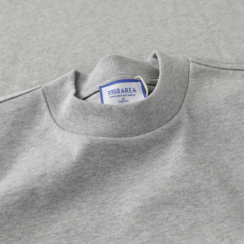 One-Piece Drop-Shipping, 48-Hour Delivery, 400g Heavyweight Loose-Fitting Pure Cotton American Retro Small Neckline Long-Sleeve T-Shirt for Men