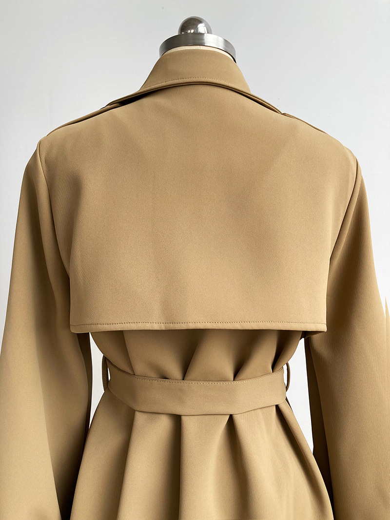 Short Temperamental Trench Coat for Women 2021 New Autumn Korean Style Draping Lantern Sleeve Small Coat in Trench Coats