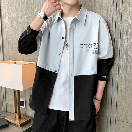Men's 2025 Summer Trend Casual Long-Sleeve Shirt Spring and Autumn Outerwear Thin Version Clothing Top