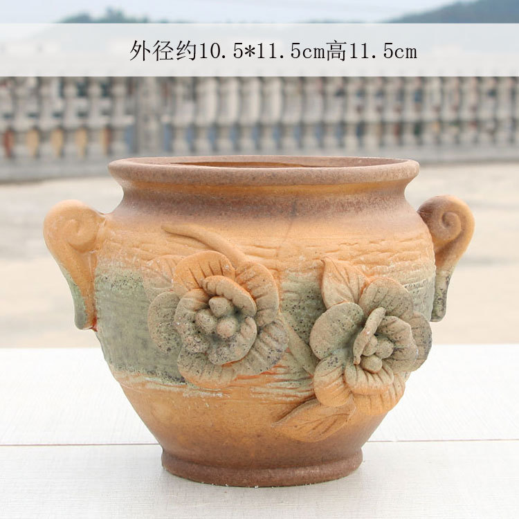 L911手工花双耳盆1个