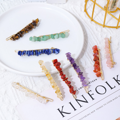 Cross-border new natural crystal crushed side clip hair clip for colored bangs hair clip for girls INS hair clip wholesale