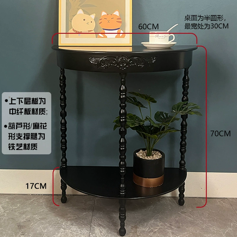 Консольный стол с узким железным полукруглым дизайном для прихожей, устанавливаемый у стены.