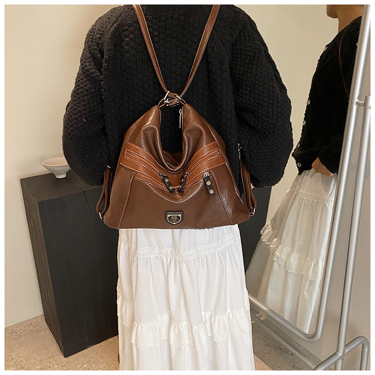 Femeii geantă de mână de umăr dublu Crossbody geantă de mână de mare capacitate geantă de mână retro cu un umăr la subraț_voghion.com