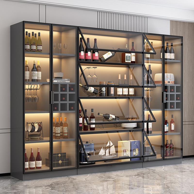 Glass Door Wine Cabinet Display Cabinet Living Room 2023 New Wine Rack Internet Celebrity Small High-end Light Luxury Modern Home Wall