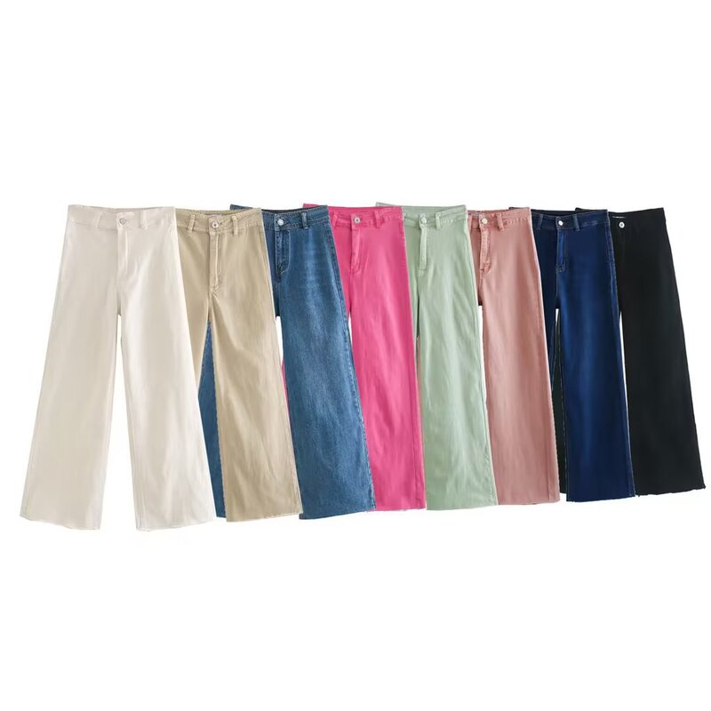 2023 Spring New Products Europe and America Cross-border Women's Urban Leisure Navy Style Straight Jeans w103 7601-0740