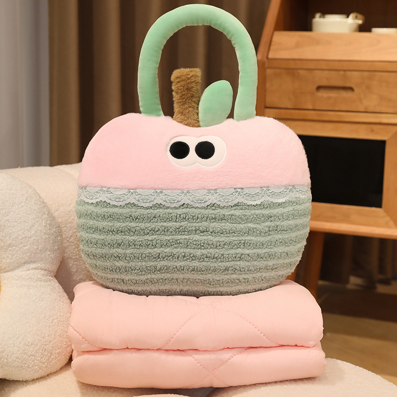 Pequeña manzana almohada portátil para niños, colcha trasera para coche, manta para dormir, artefacto de oficina de dopamina