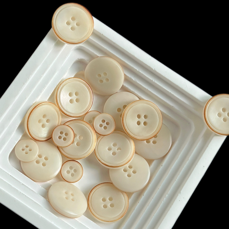 creamy-white Burning Old Sense Fruity Button Shirt Vest Suit Clothing Button Retro Autumn and Winter brown Button