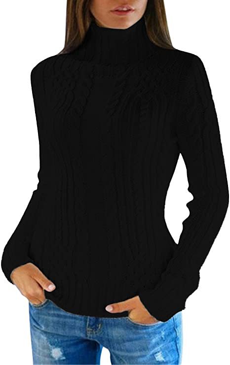 Suéter de Moda para Mujer, Cuello Alto, Ajustado, Otoño-Invierno 2024, Nuevo en Amazon y eBay, Comercio Electrónico Transfronterizo