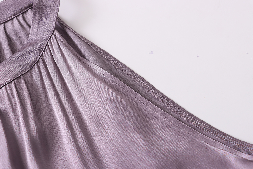 French Draping Satin Rayon A Line Vest Skirt Two Piece Suit