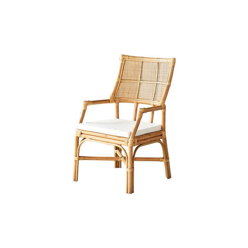 Silla de ocio vintage de ratán natural, sillón individual estilo wabi-sabi para casas de huéspedes y salones de té, silla de comedor de ratán de estilo nórdico japonés.