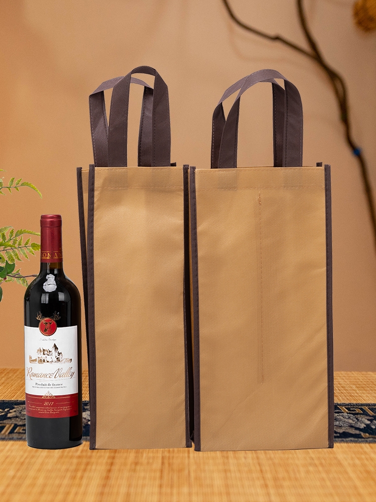 Bolsa de vino gruesa no tejida portátil doble vino de regalo de negocios bolsa de regalo compartimiento anticolisión