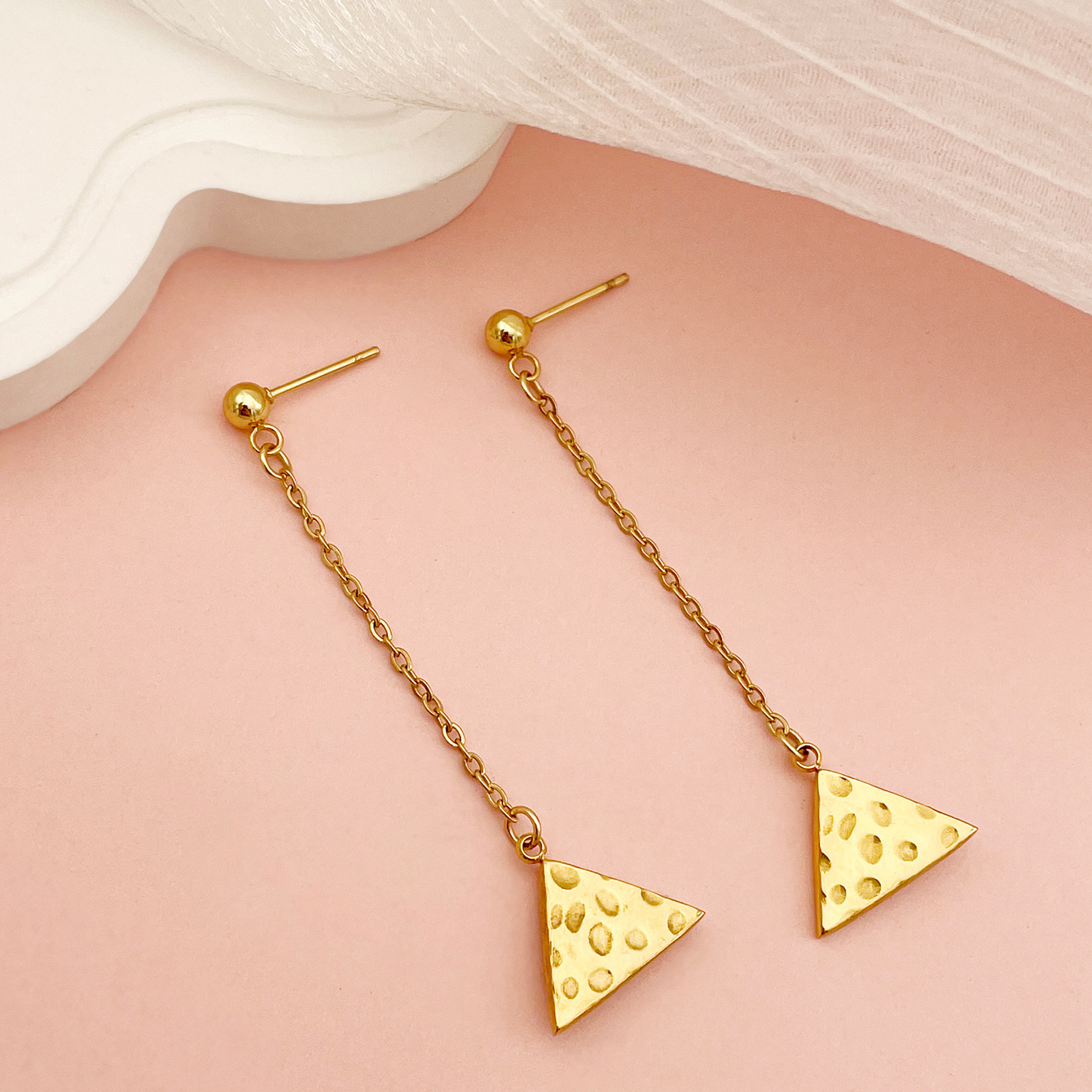 Fashion Triangle Eye Stainless Steel Plating Earrings 1 Pair