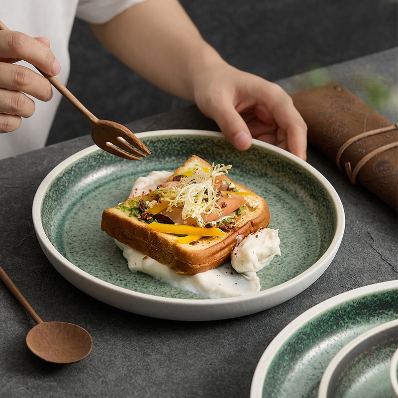 Plato de cerámica sofisticado de alta calidad, platos nórdicos, platos de comedor, platos de sopa, platos de carne, platos de ensalada, platos de postres, platos de bocadillos