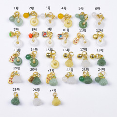 古法金アクセサリーペンダント玉髄平安ボタン蓮蓬小ペンダントdiyアクセサリーネックレスブレスレット材料