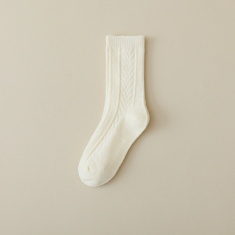 Warm woolen winter knee socks, mid-length
