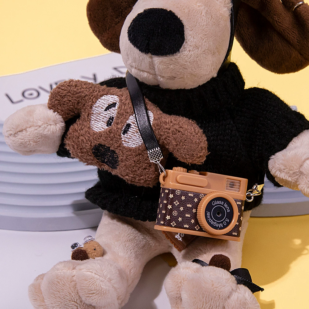 Cotton flashing doll, straps, retro small camera, keychain, makes sounds