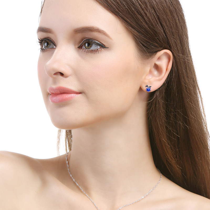 S925 plata esterlina goteo de aceite de piedra creativa arco pendientes de orejas de moda coreana para estudiantes pendientes personales joyas de orejas