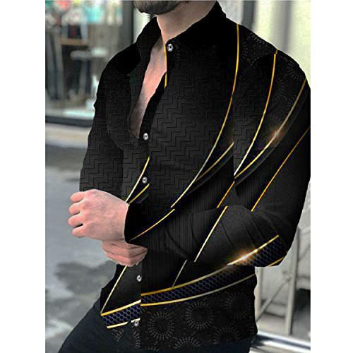 Ropa de los hombres europeos y americanos del comercio exterior 2023 primavera nuevos hombres 3D impreso casual solapa manga larga más tamaño camisa de los hombres