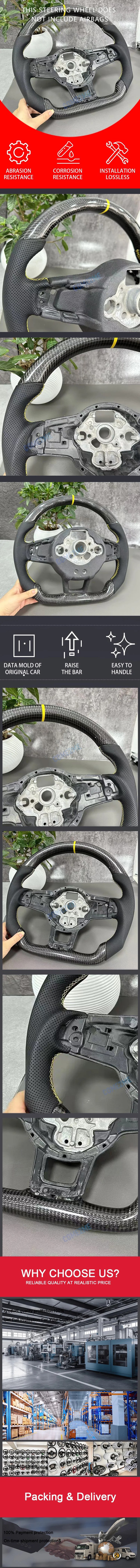 Suitable for Volkswagen Golf 7 MK7.5 MK7 GTI R GTD GTE carbon fiber semi-perforated steering wheel