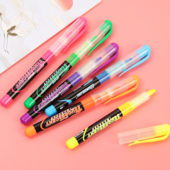 Creative student direct-soluble fluorescent highlighters, high-endurance large capacity 6-color emphasis marking pens, office supplies wholesale
