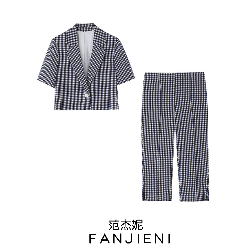Zr Foreign Trade Wholesale European and American Style Women's Clothing Plaid Short Blazer Capri Pants 8372324 83722 Zr Foreign Trade Wholesale European and American Style Women's Clothing Plaid Short Blazer Capri Pants 8372324 83722