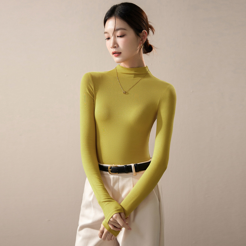 莫代尔半高领打底衫女秋2025新款紧身显瘦修身美拉德穿搭长袖上衣|undefined