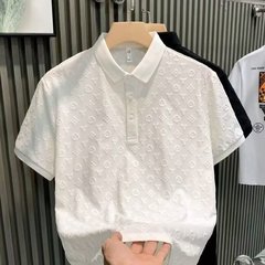 时尚轻奢休闲提花POLO衫2025夏款舒适透气潮牌修身翻领短袖T恤衫