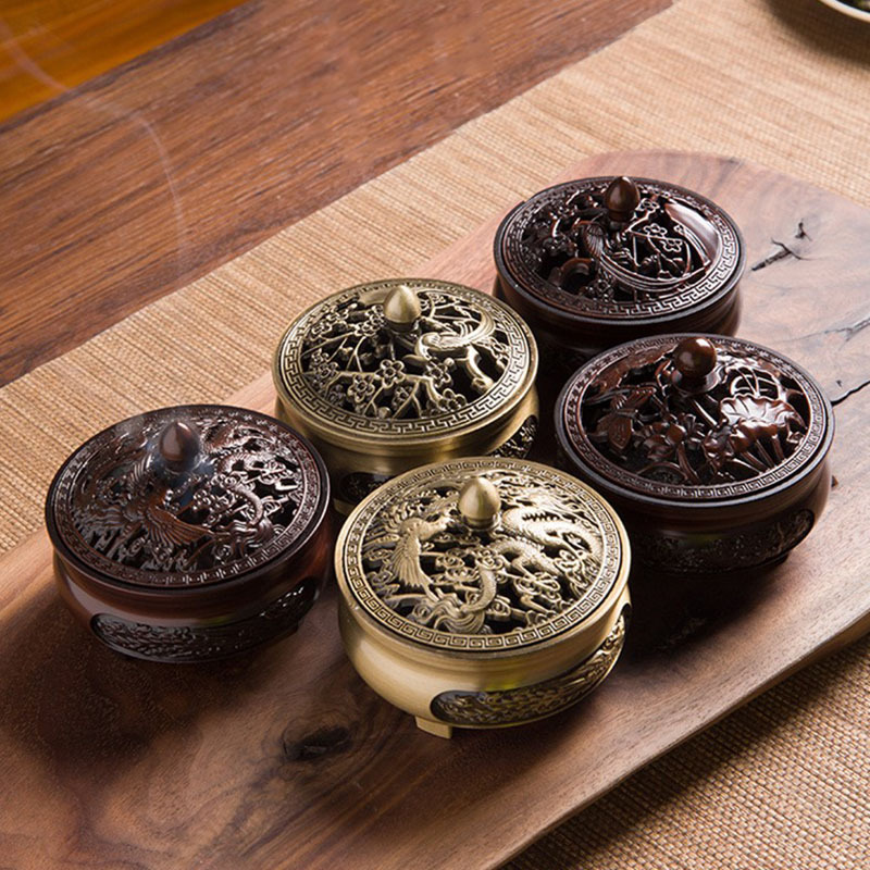 迷你熏香炉大号檀香炉盘香炉三足炉供奉铜香炉纯铜家用仿古香薰炉