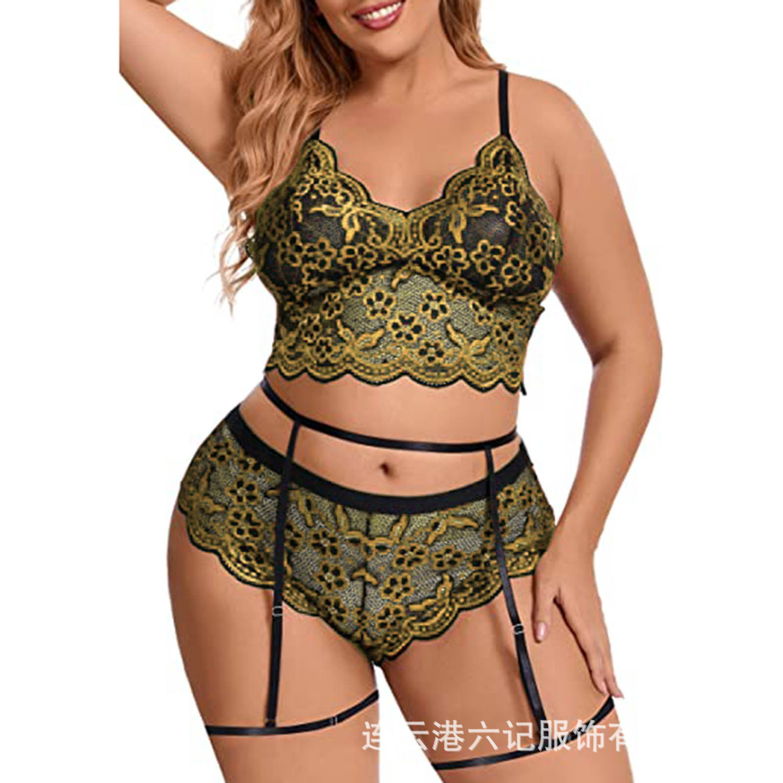 Siete días tan ropa interior de interés, dos piezas de pijamas de tamaño grande sexy, ropa para el hogar de encaje