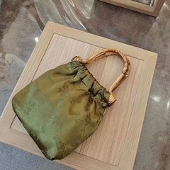 直播浮綠原創復古小眾藤編竹節手提包迷你光澤感新中式配旗袍