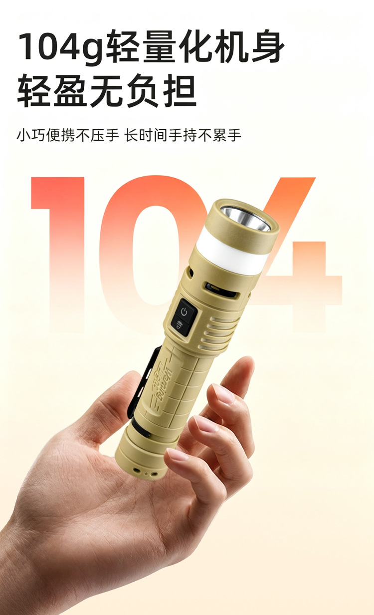 New Cross-Border Multifunctional LED High-Brightness Flashlight, Aluminum Alloy, with Buzzer Alarm, Red and Blue Flashing, Magnetic Work Light
