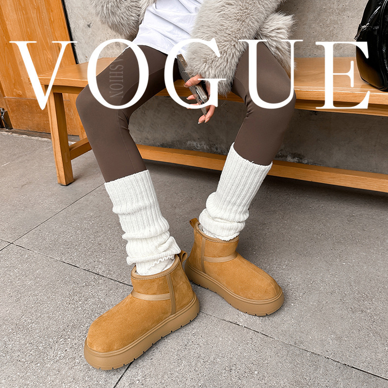 따뜻한 면화 기모 귀여운 큰 둥근 머리를 가진 포도 엄마 마오 마오 스노우 부츠 여성 가죽 2024 가을과 겨울