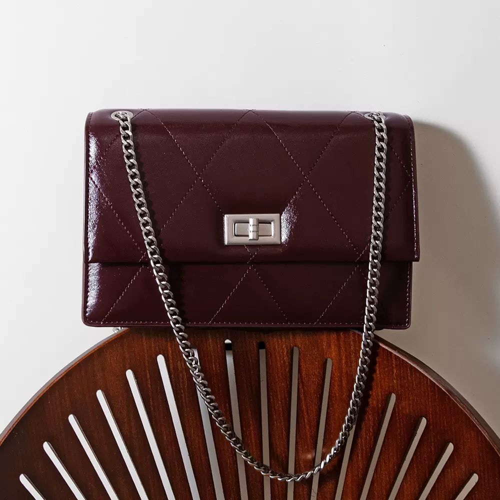 秋冬通勤手提斜挎包小方包真皮女包精致小包单肩包链条斜挎包包女