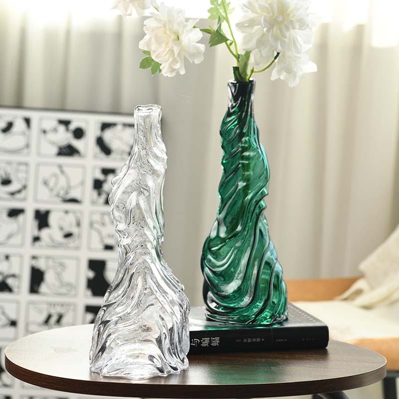 Nuevo ligeramente lujoso vasos de vidrio en el hogar sala de estar balcón mesa de comedor flor floral ornamentos decorativos creativos