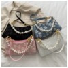 Small small bag, summer shoulder bag, purse for leisure, one-shoulder bag from pearl