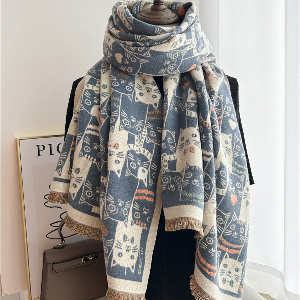 Women's Vacation Simple Style Color Block Imitation Cashmere Printing Scarf display picture 3