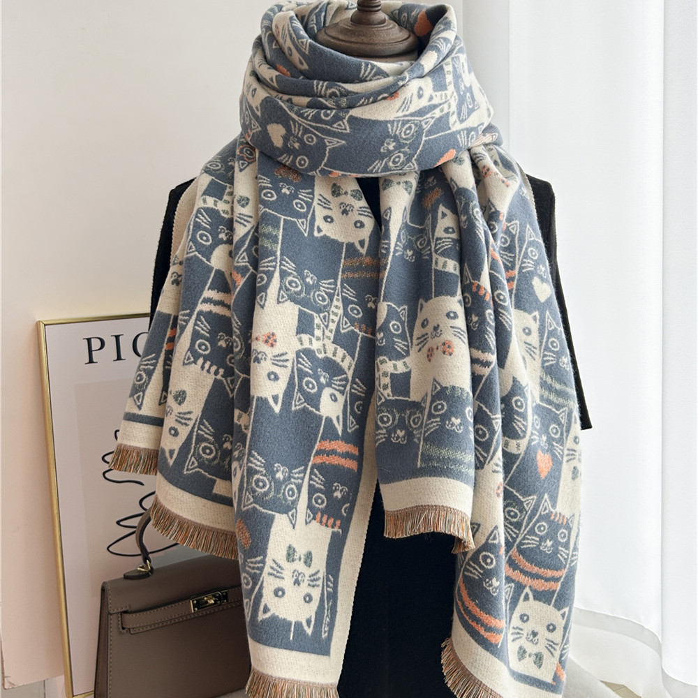 Imitation cashmere Material Color Block Pattern Winter Season Women's Gender Women's Vacation Simple Style Color Block Imitation Cashmere Printing Scarf